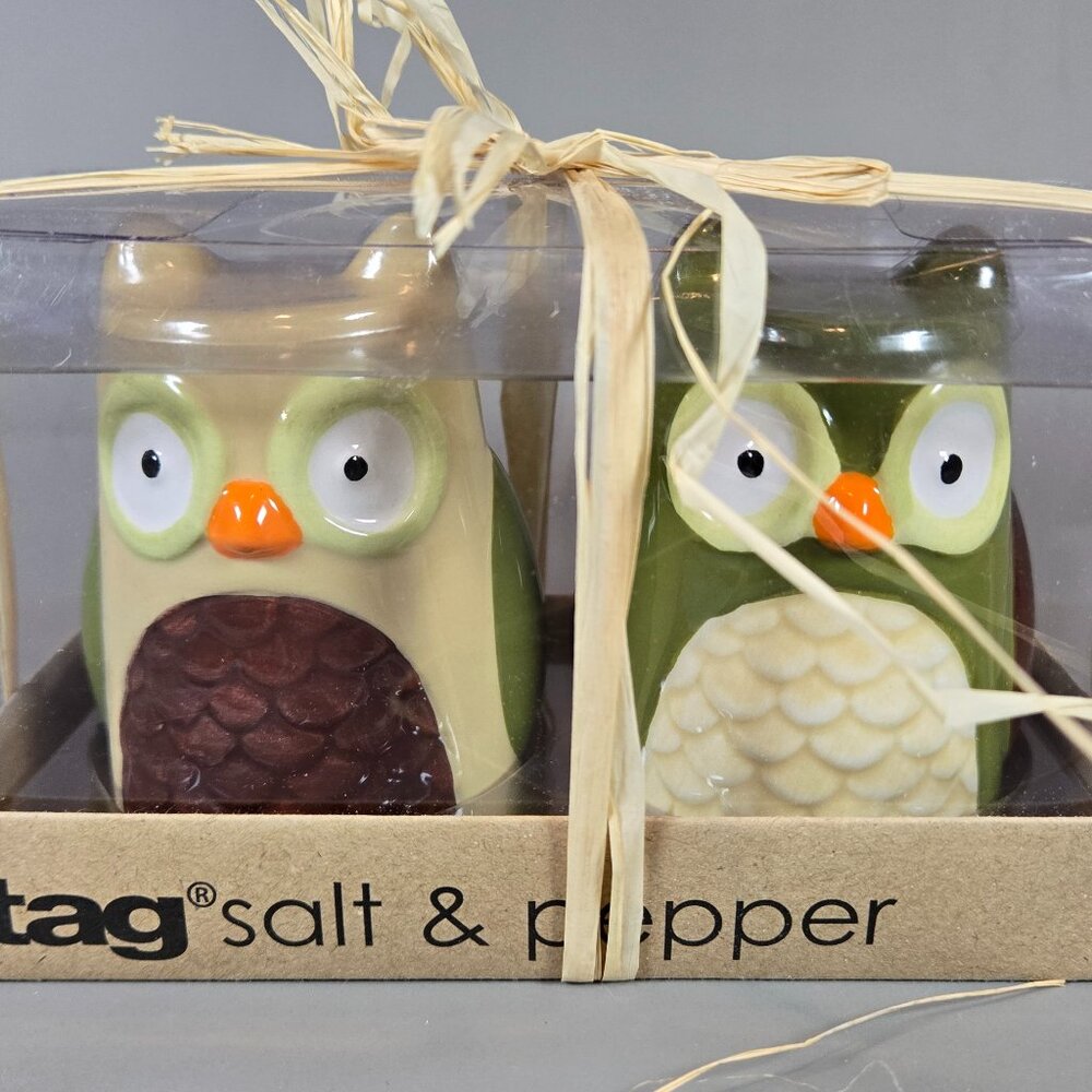 🦉 Tag Owl Salt & Pepper Shakers Set 🦉
